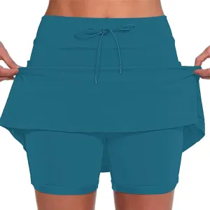 Athletic Skirts for Women Summer Loose Trendy Drawstring Solid Sports Tennis Skirts Built-in Shorts Plus Size, S-5XL