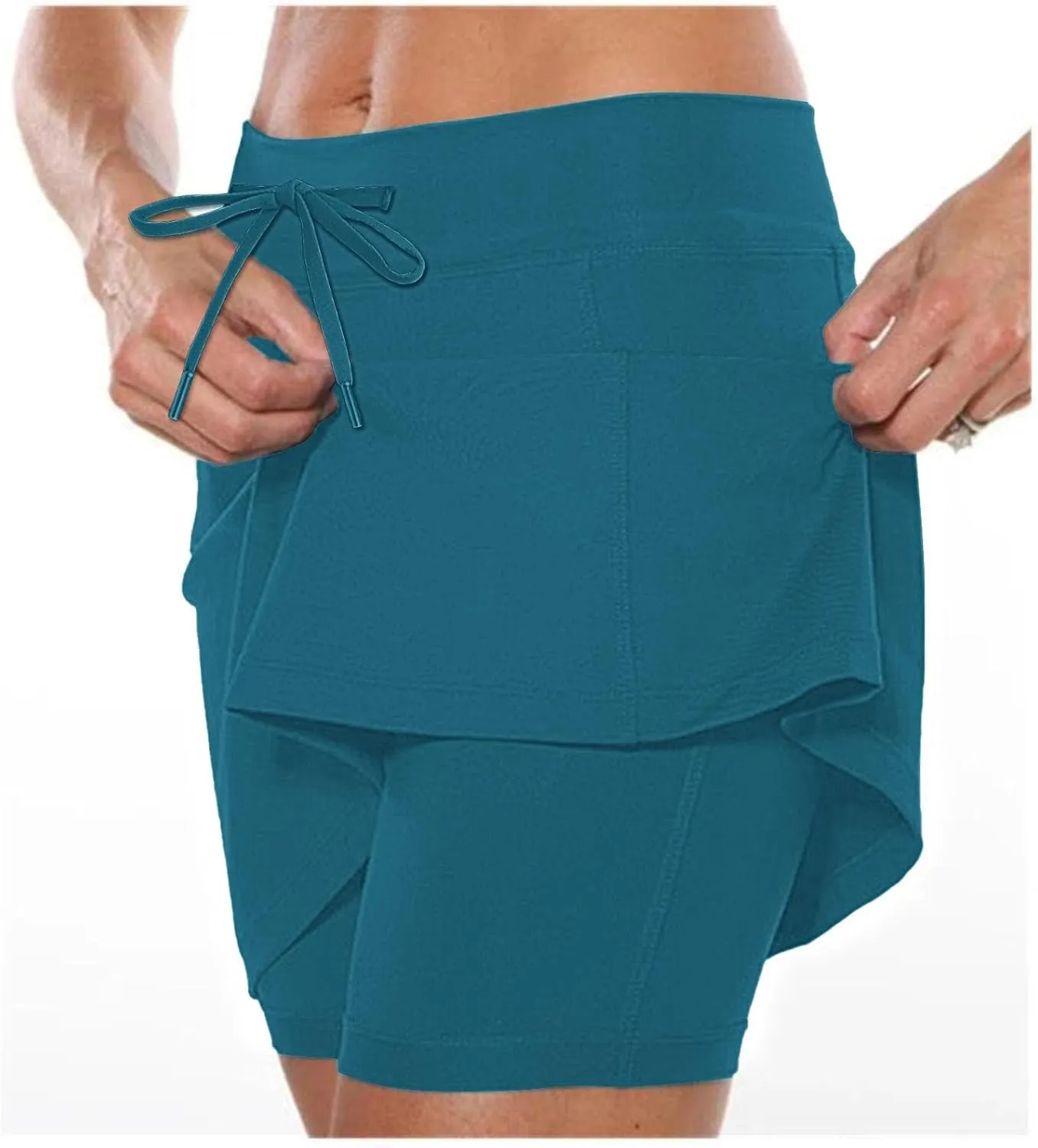 Athletic Skirts for Women Summer Loose Trendy Drawstring Solid Sports Tennis Skirts Built-in Shorts Plus Size, S-5XL
