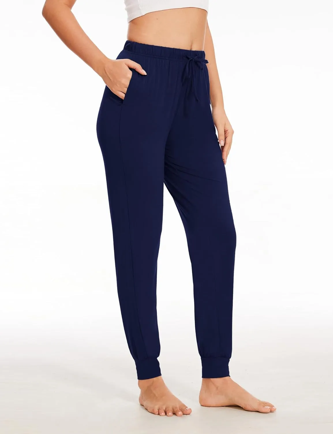 Bamboo Viscose Pajama Bottoms Women Drawstring Waist Pajama Pants with Pockets