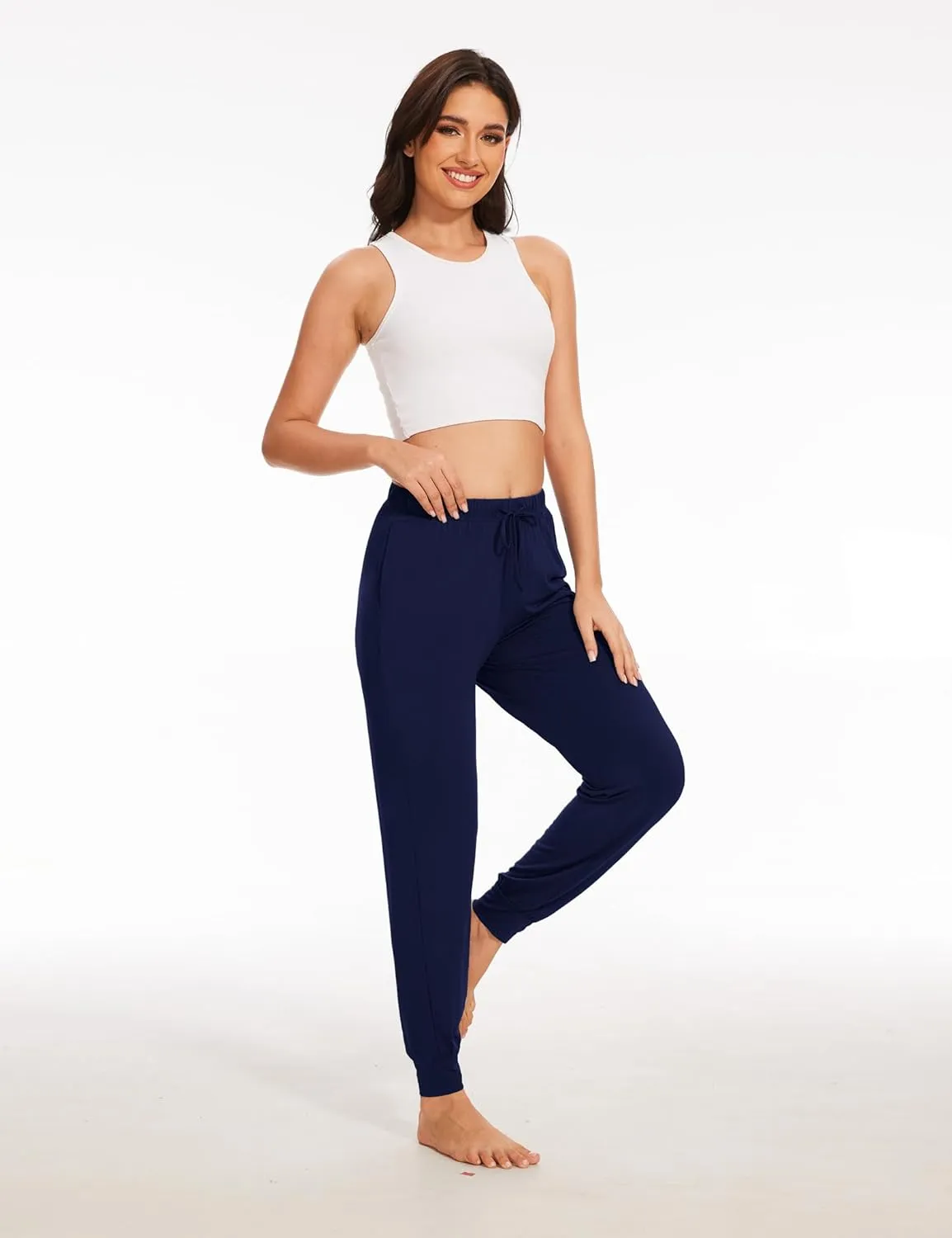 Bamboo Viscose Pajama Bottoms Women Drawstring Waist Pajama Pants with Pockets