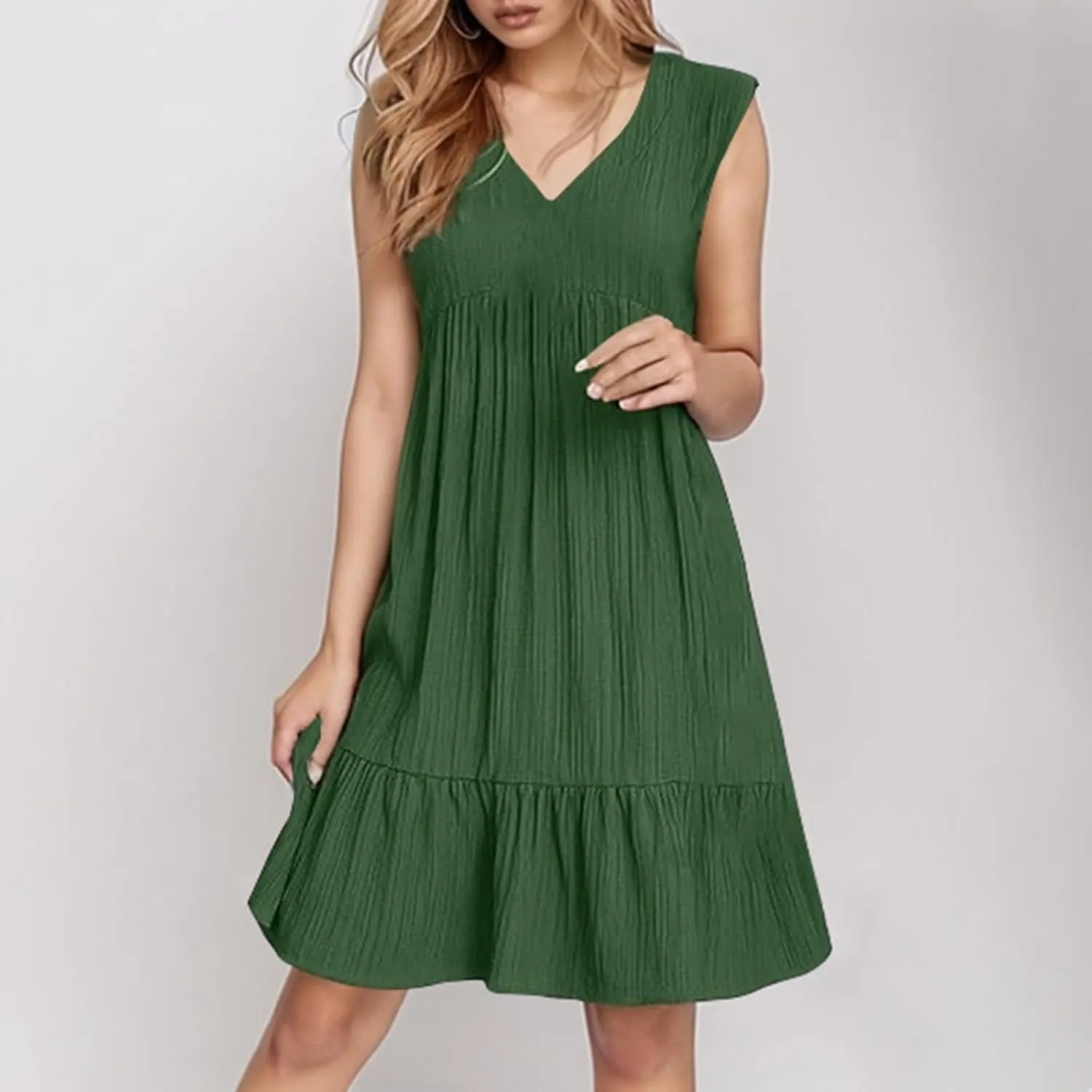 Beach Dresses for Women 2025 Summer V Neck Sleeveless Sundress Flowy Vacation Hawaiian Dresses Cute Cover Ups