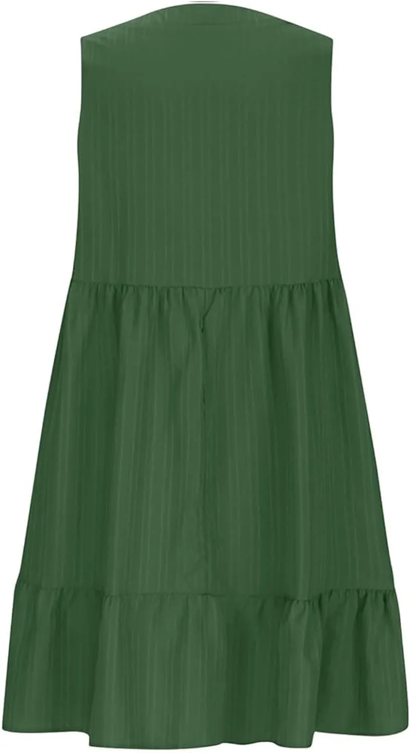 Beach Dresses for Women 2025 Summer V Neck Sleeveless Sundress Flowy Vacation Hawaiian Dresses Cute Cover Ups