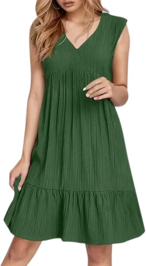 Beach Dresses for Women 2025 Summer V Neck Sleeveless Sundress Flowy Vacation Hawaiian Dresses Cute Cover Ups