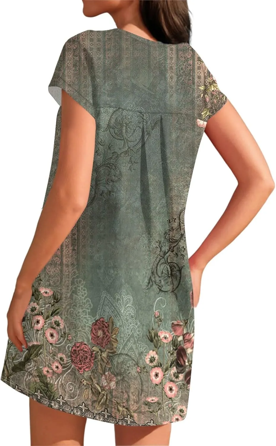 Beach Dresses for Women 2025 Vacation Summer Petite Dress Short Sleeve Casual Flowy Sundress