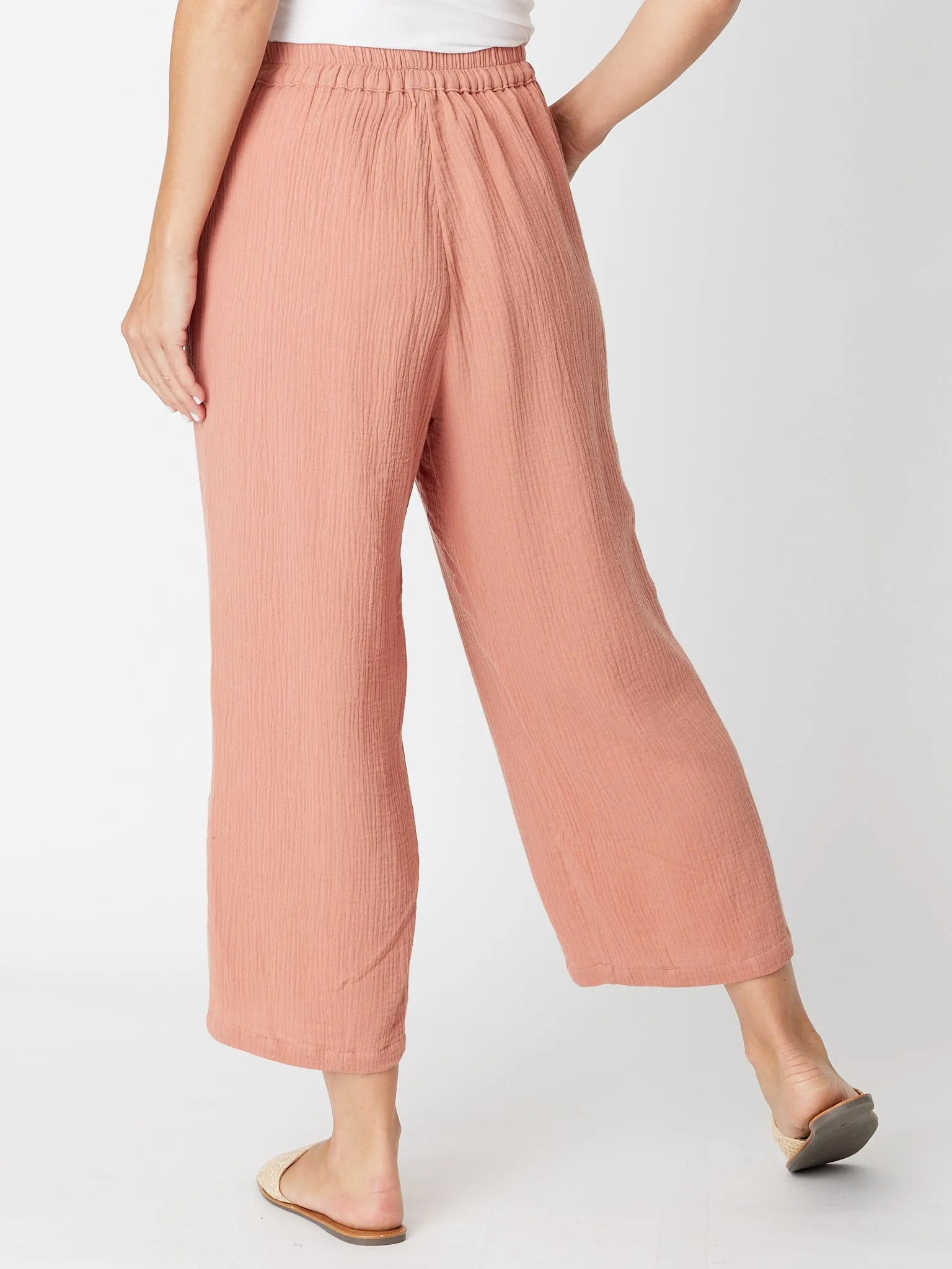 Bonded Pintuck 3/4 Pant  - Rose - 30660