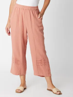 Bonded Pintuck 3/4 Pant  - Rose - 30660