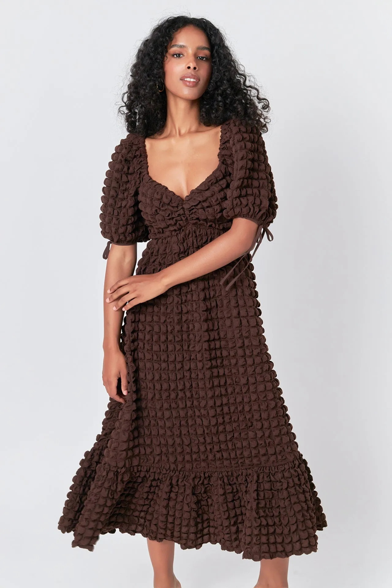 Bubble Puff Sleeve Maxi Dress