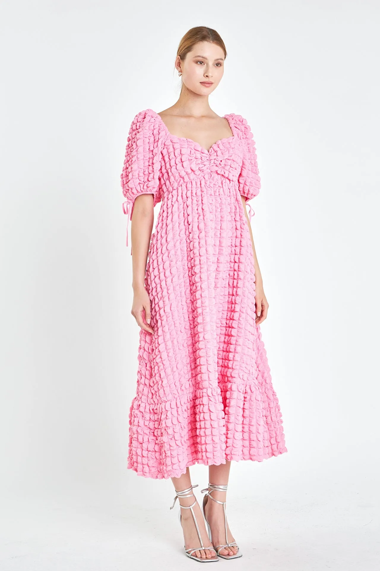 Bubble Puff Sleeve Maxi Dress