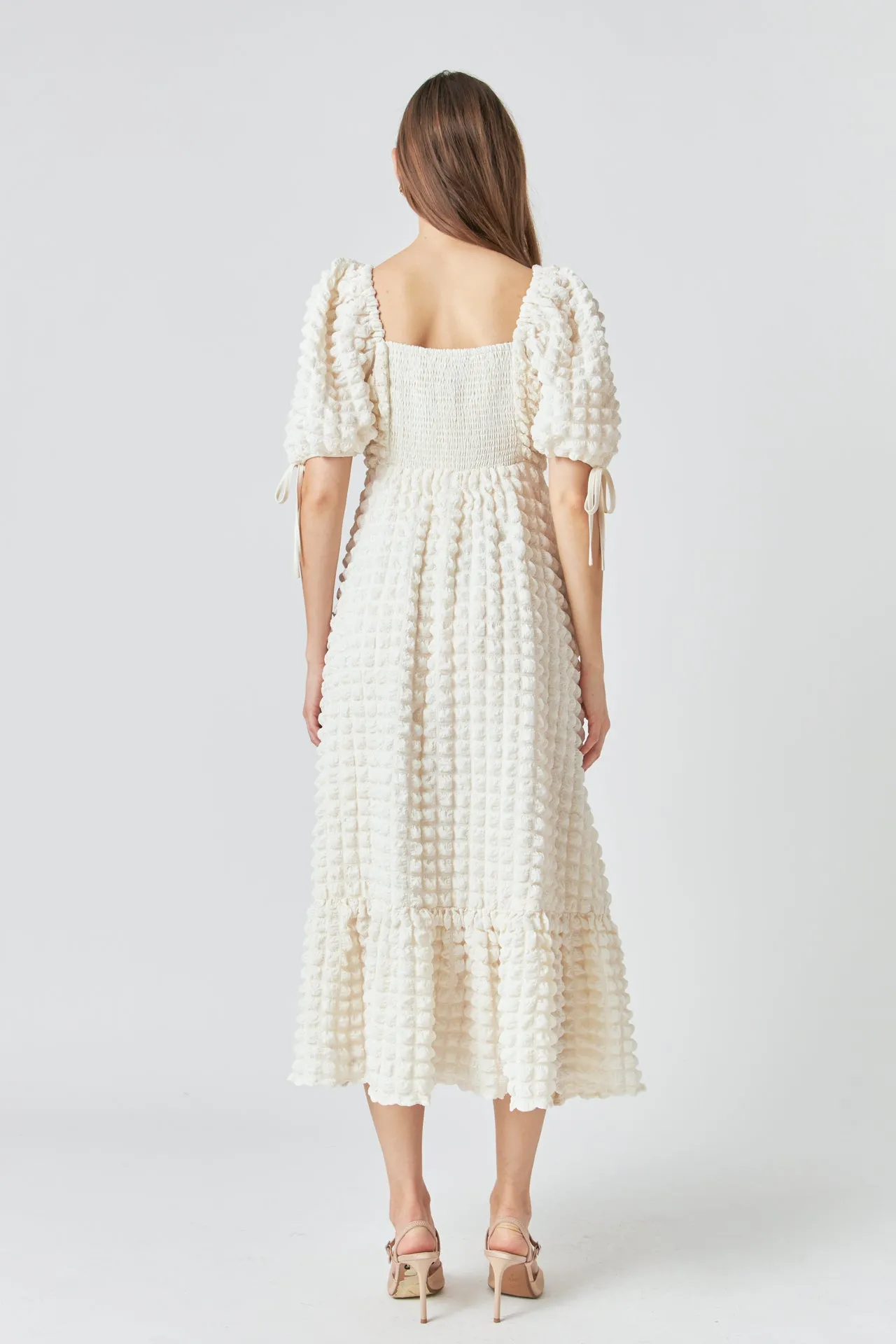 Bubble Puff Sleeve Maxi Dress