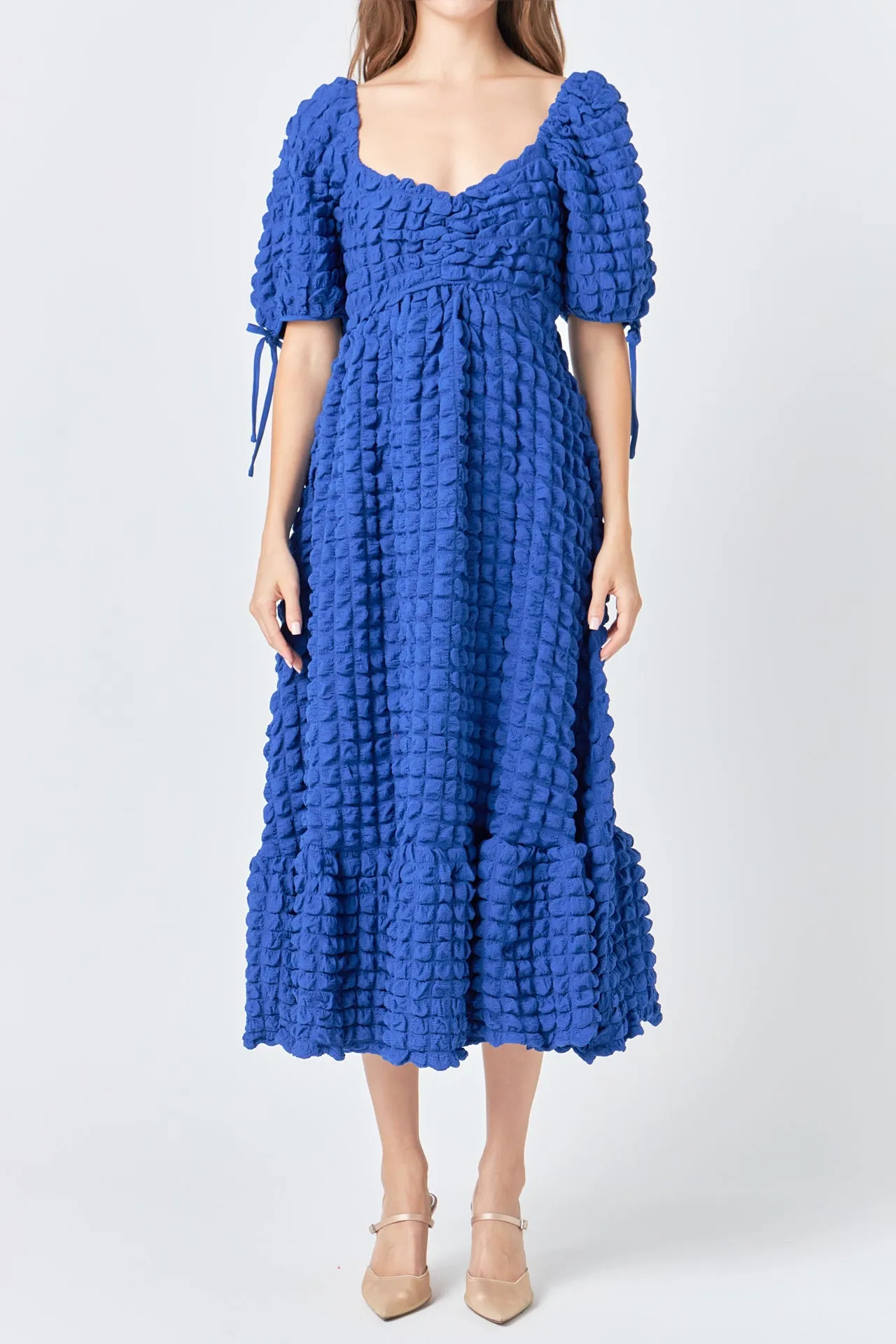 Bubble Puff Sleeve Maxi Dress