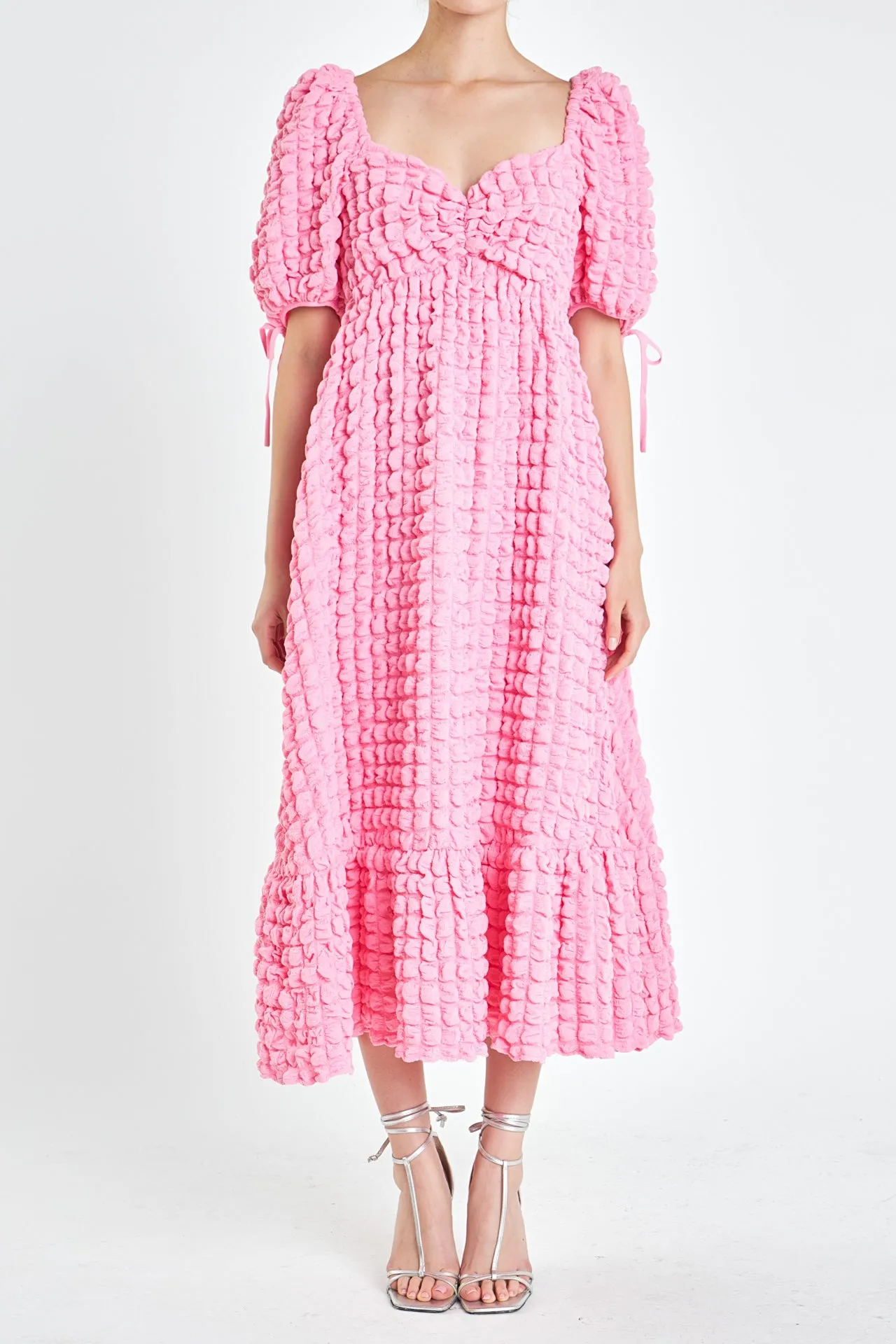 Bubble Puff Sleeve Maxi Dress