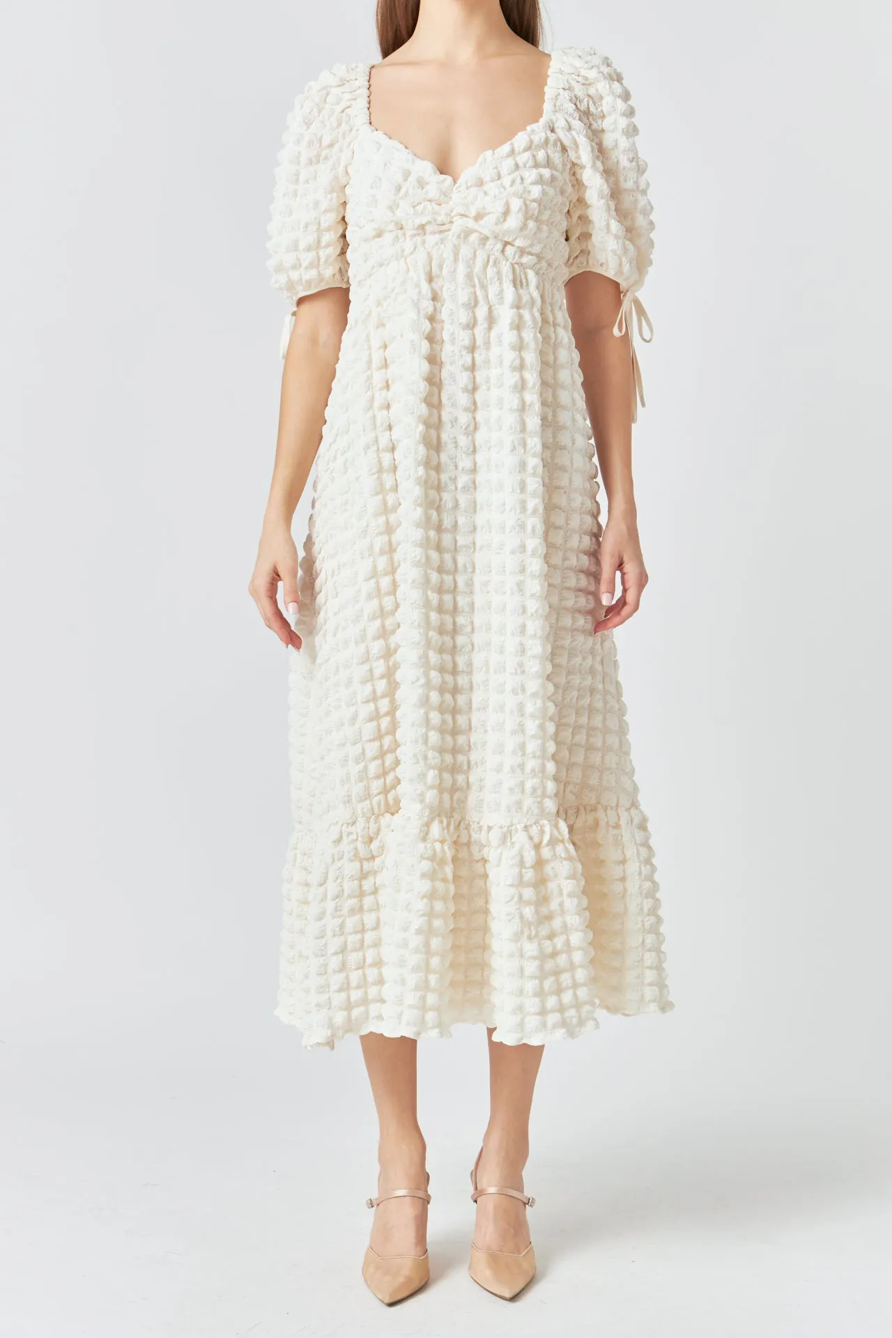 Bubble Puff Sleeve Maxi Dress