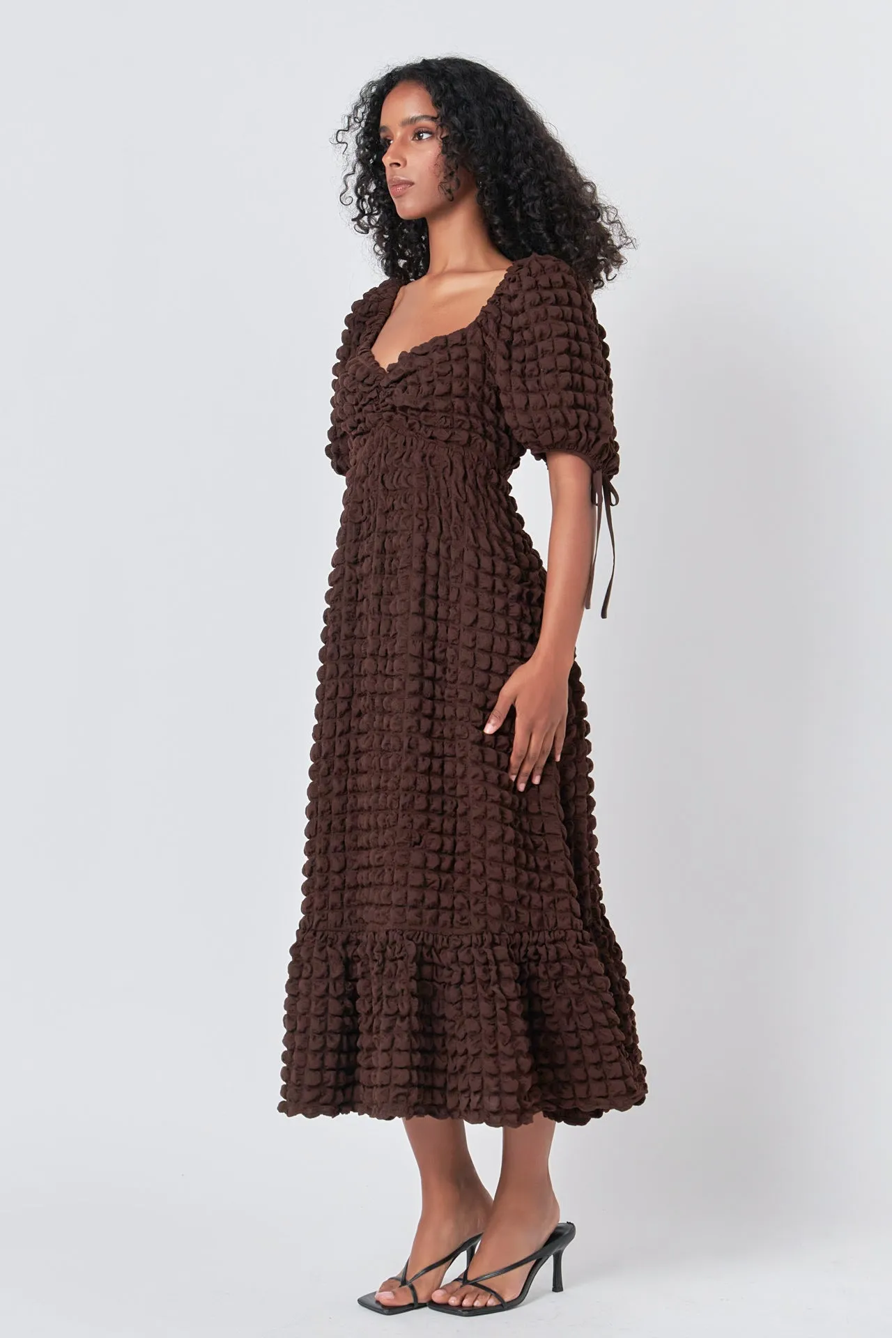 Bubble Puff Sleeve Maxi Dress