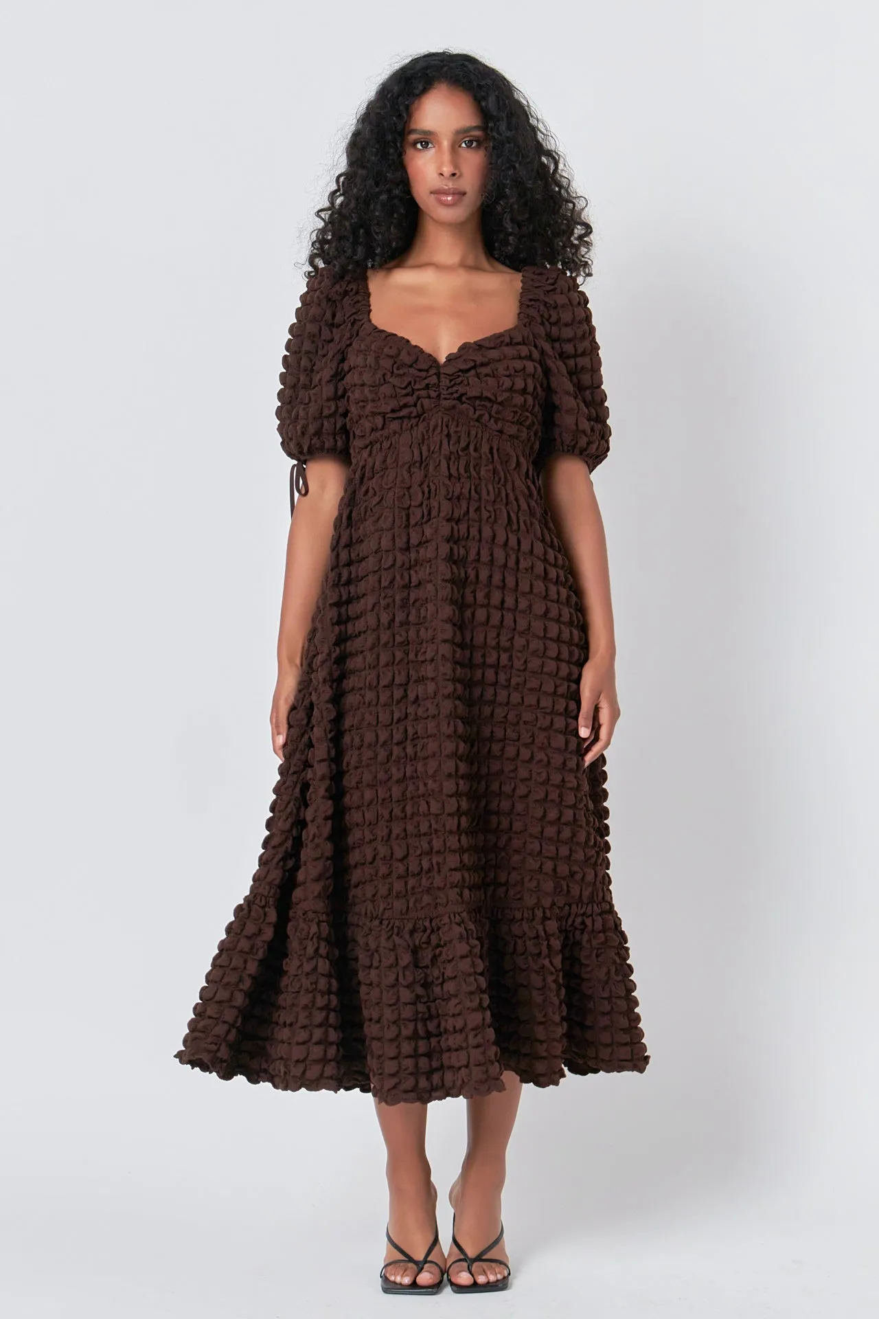 Bubble Puff Sleeve Maxi Dress