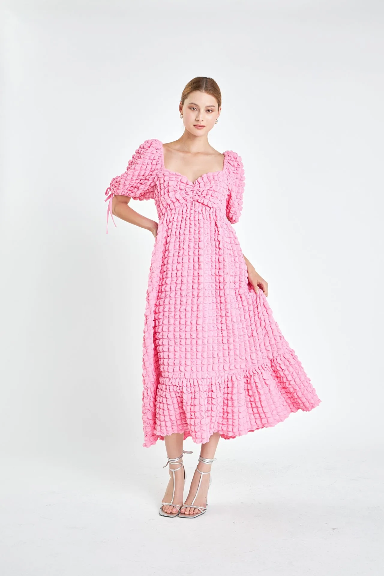 Bubble Puff Sleeve Maxi Dress