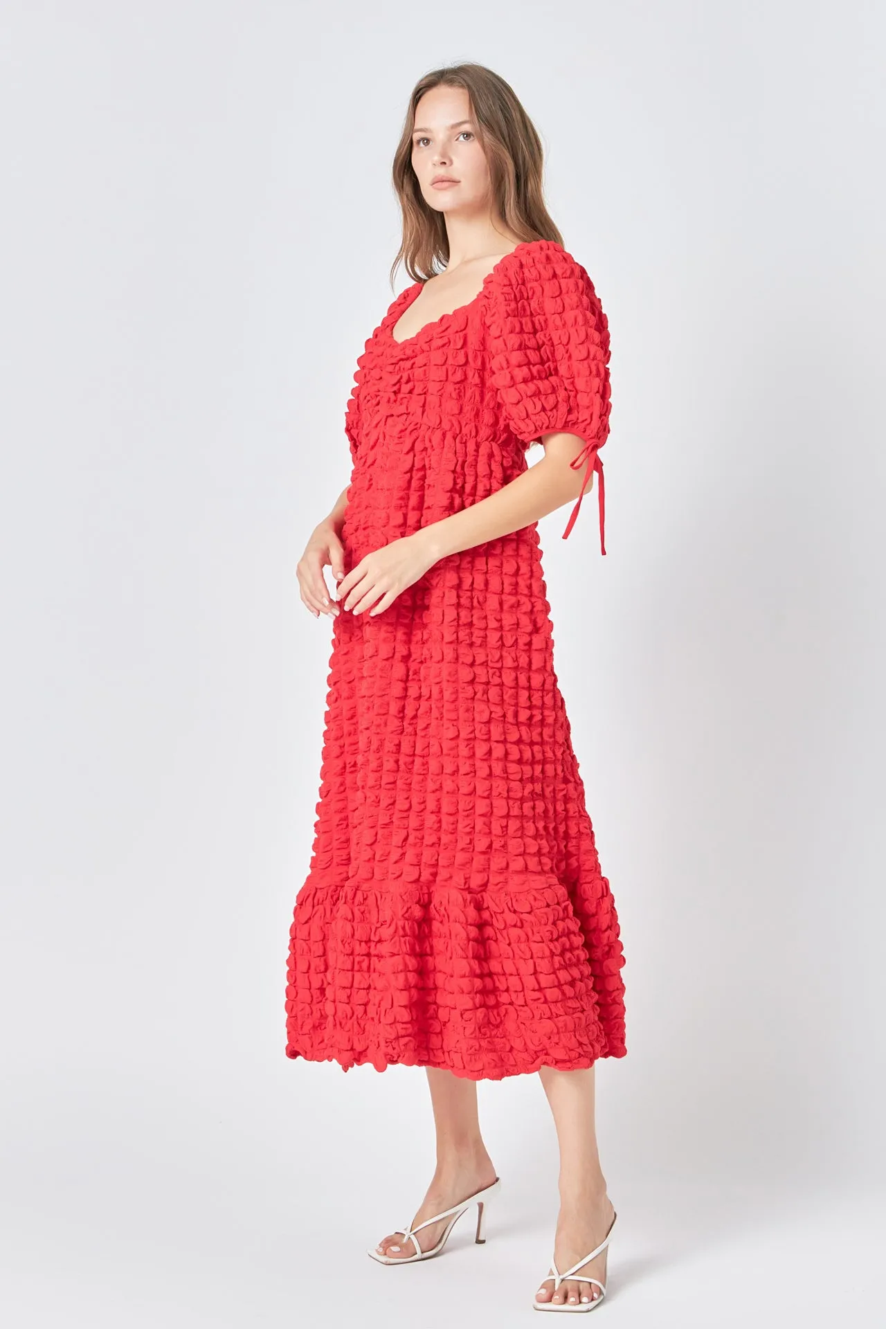Bubble Puff Sleeve Maxi Dress