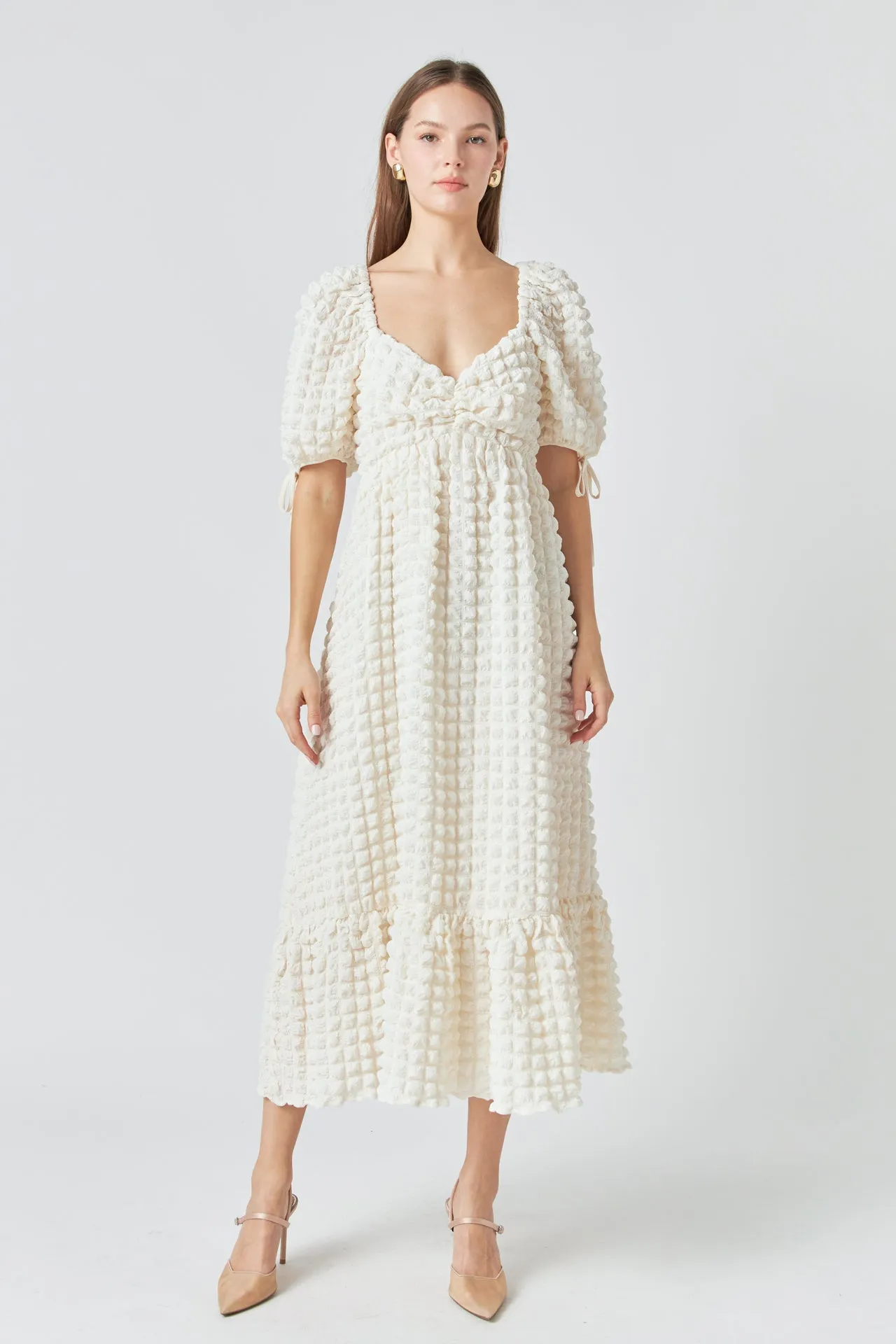 Bubble Puff Sleeve Maxi Dress