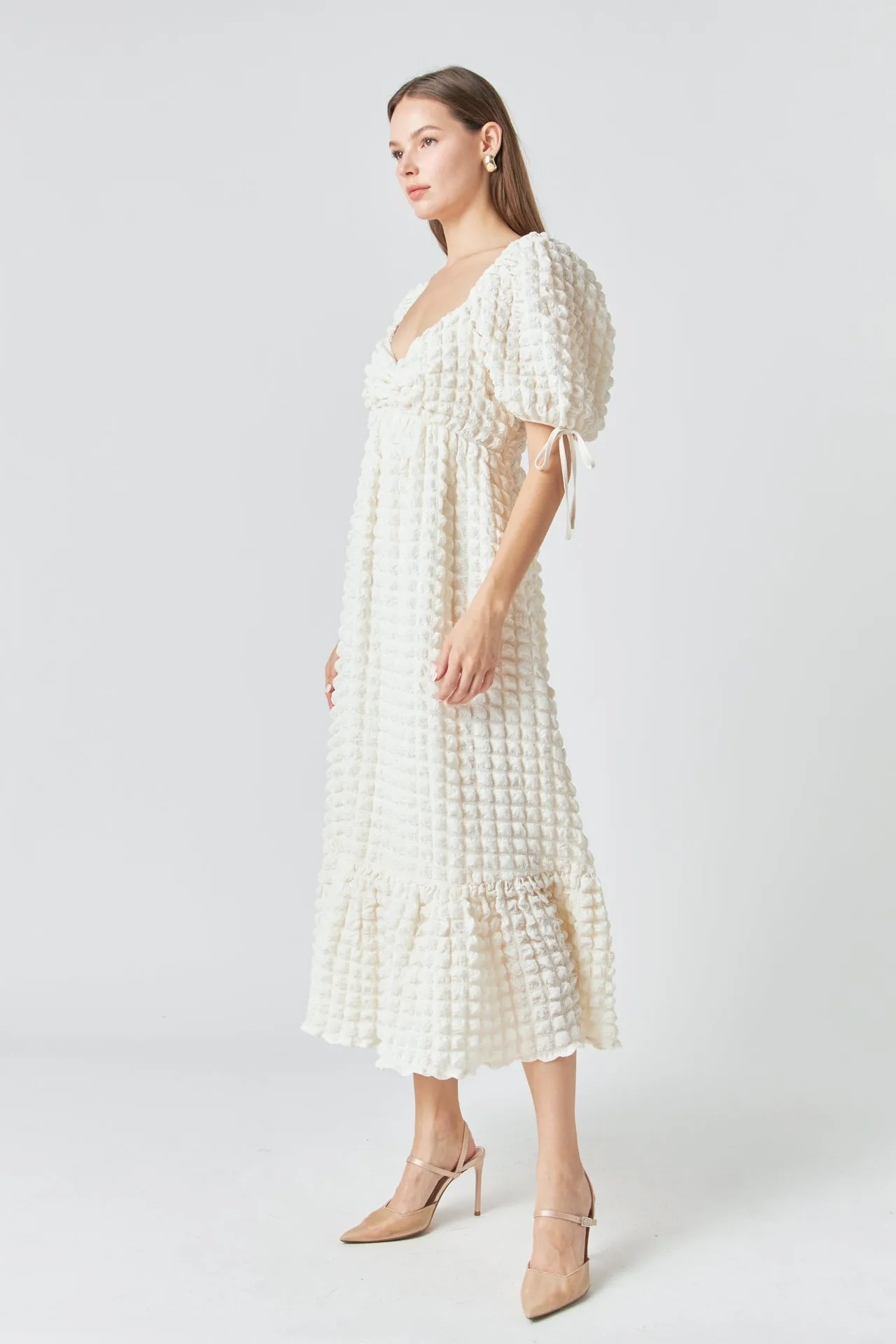 Bubble Puff Sleeve Maxi Dress