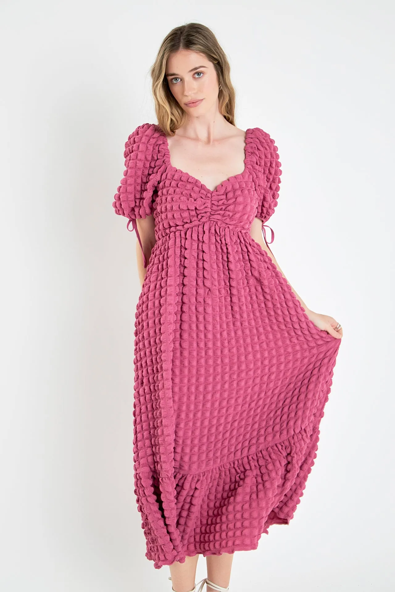 Bubble Puff Sleeve Maxi Dress
