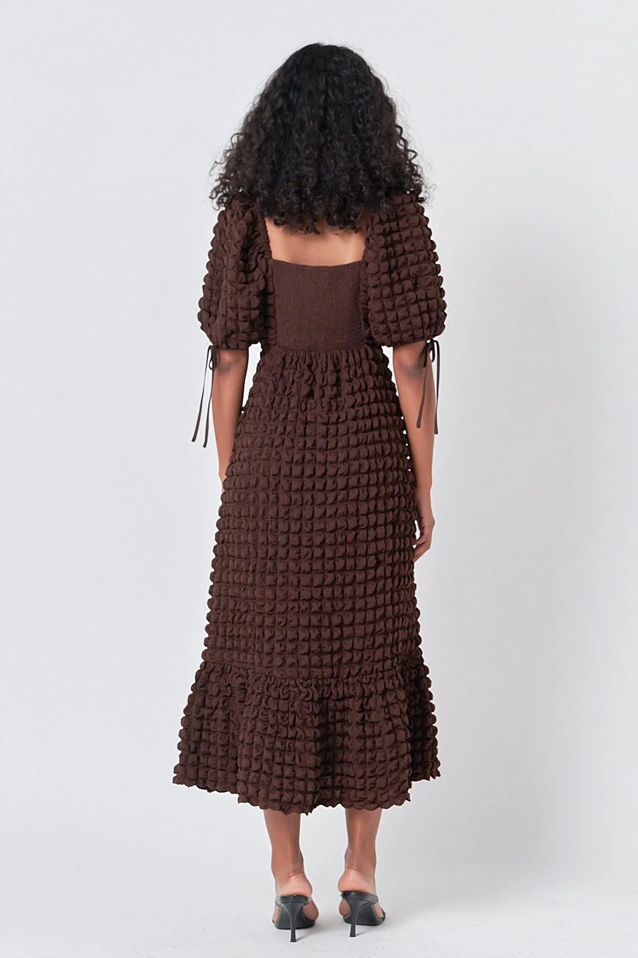 Bubble Puff Sleeve Maxi Dress