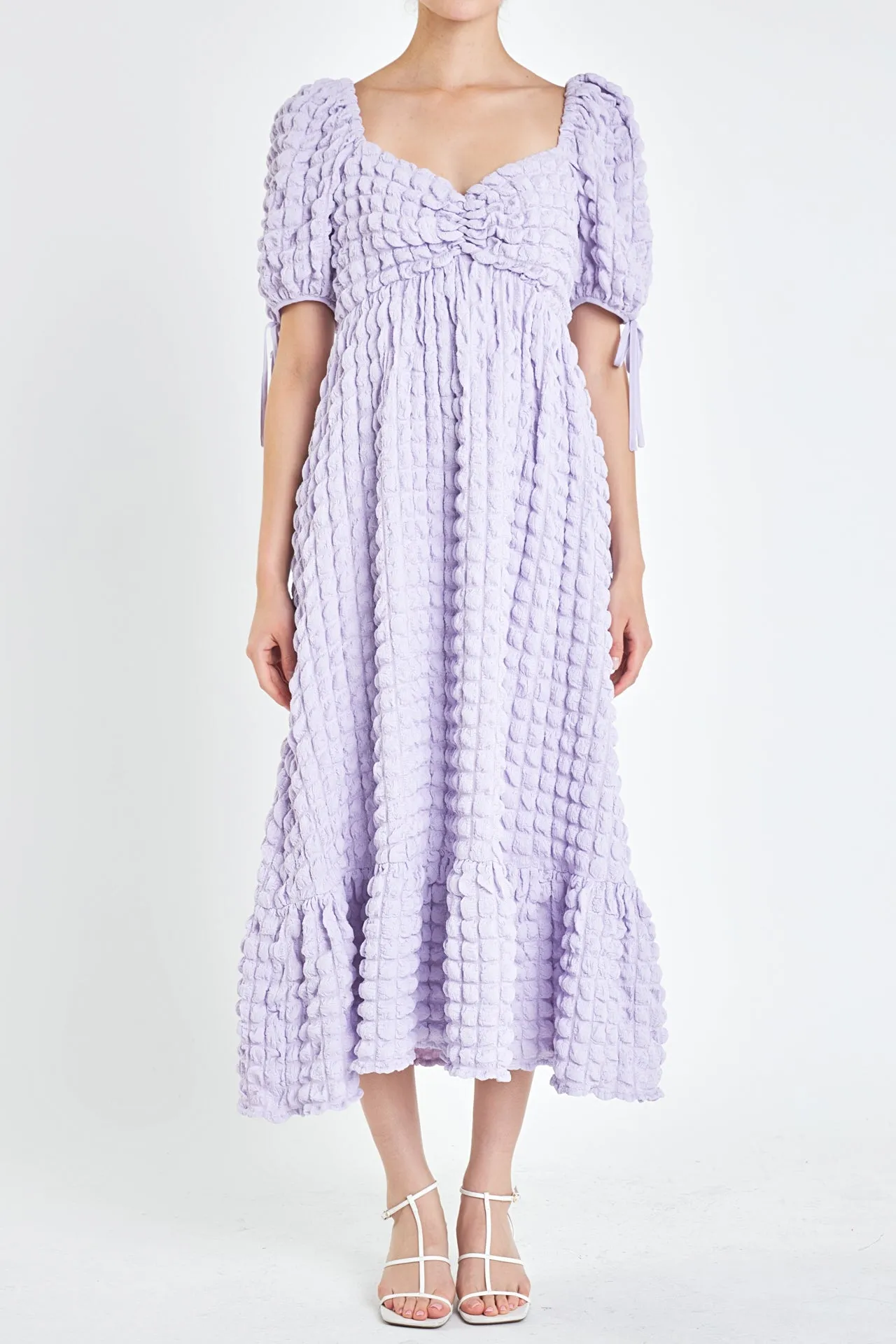 Bubble Puff Sleeve Maxi Dress