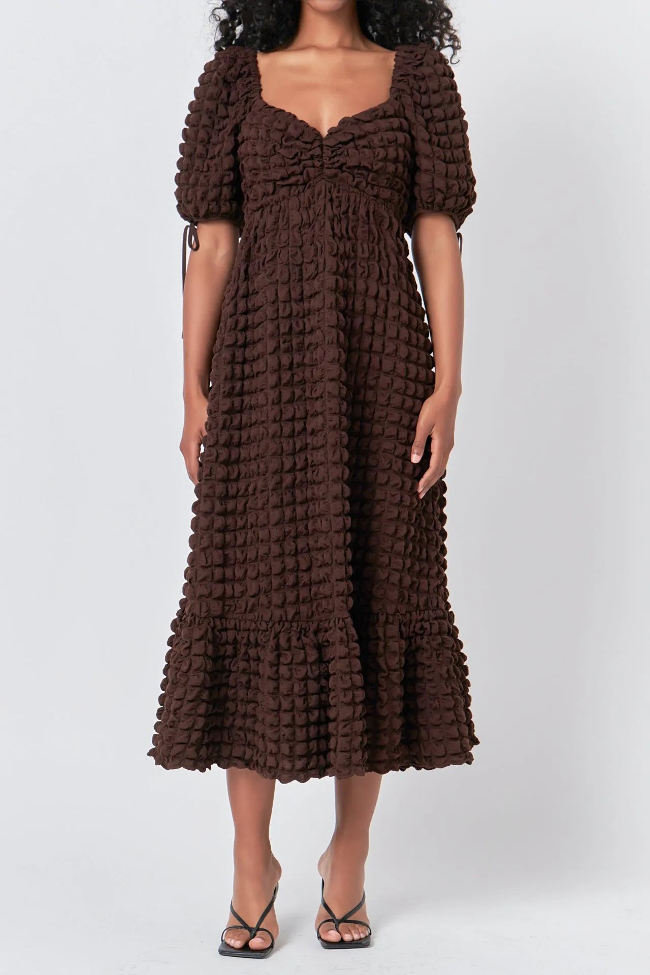 Bubble Puff Sleeve Maxi Dress