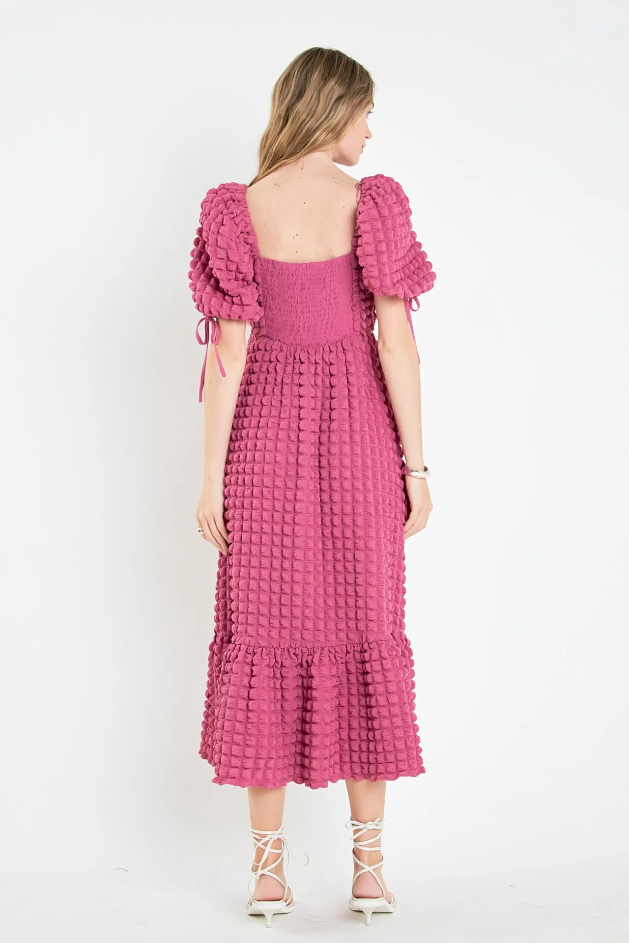 Bubble Puff Sleeve Maxi Dress