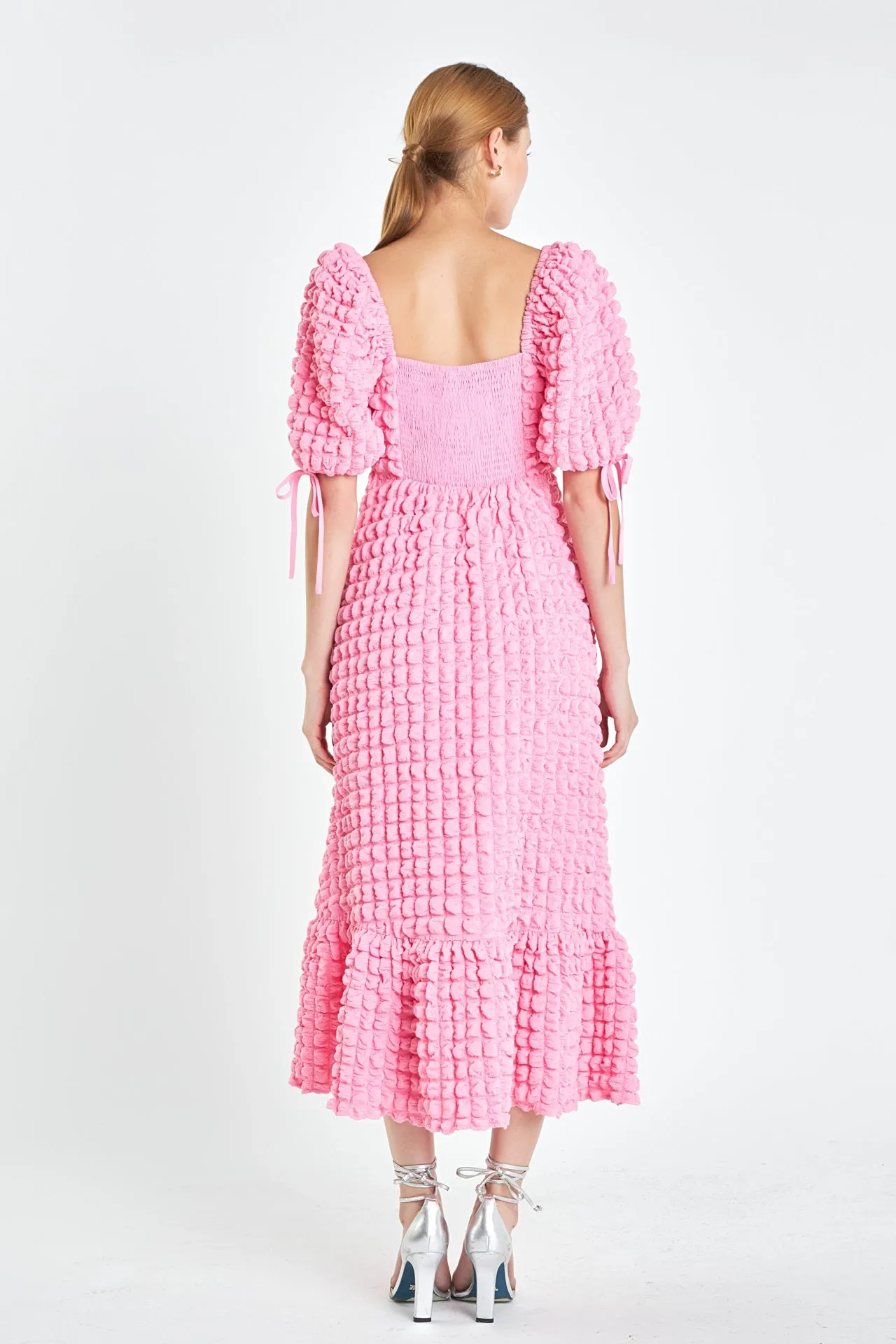 Bubble Puff Sleeve Maxi Dress