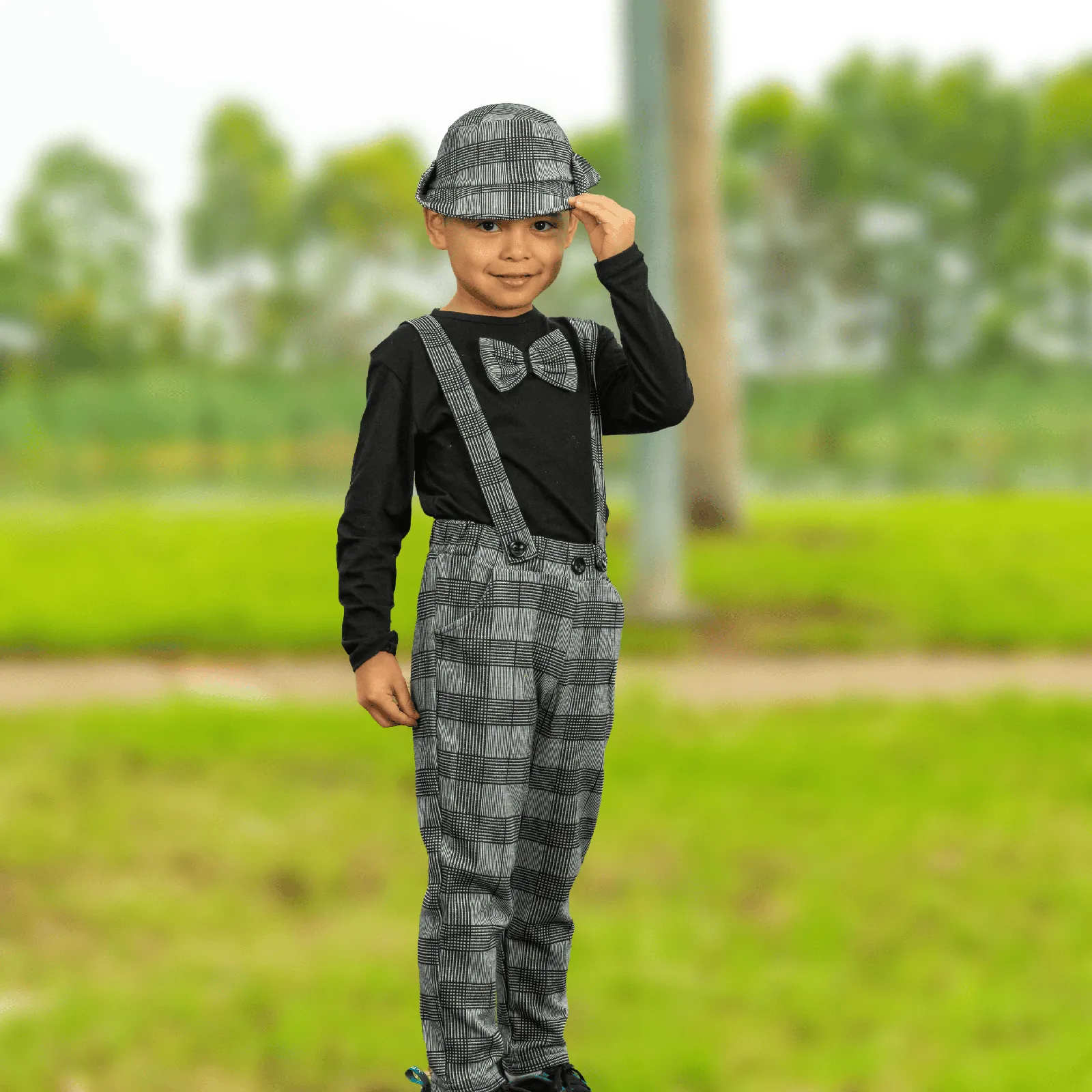 CLASSIC CHECK SUSPENDERS PANTS