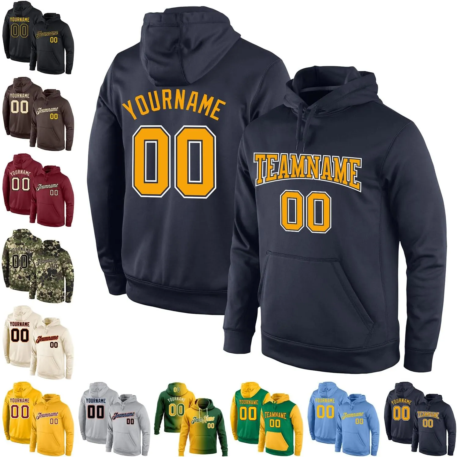 Custom Stitched Green Gold Cream Gradient Fashion Sports Pullover Sweatshirt Hoodie Unisex-adult Men Women Youth Kids