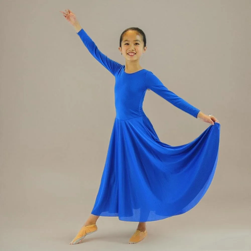 Danzcue Girls Praise Loose Fit Full Length Long Sleeve Dance Dress