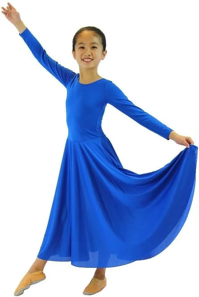 Danzcue Girls Praise Loose Fit Full Length Long Sleeve Dance Dress