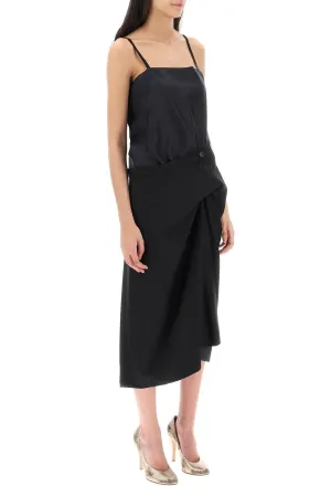 dual material midi dress