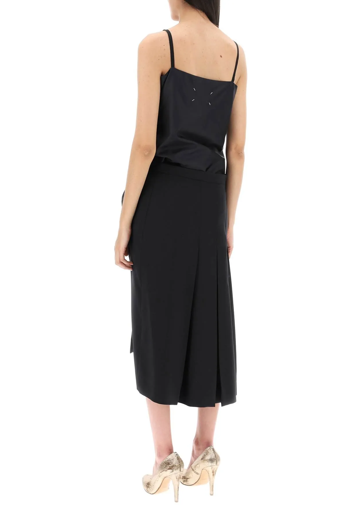 dual material midi dress