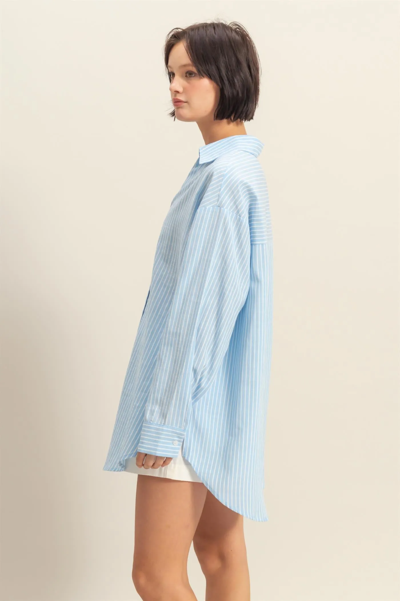 DZ25C749-Oversized Button Down Shirt