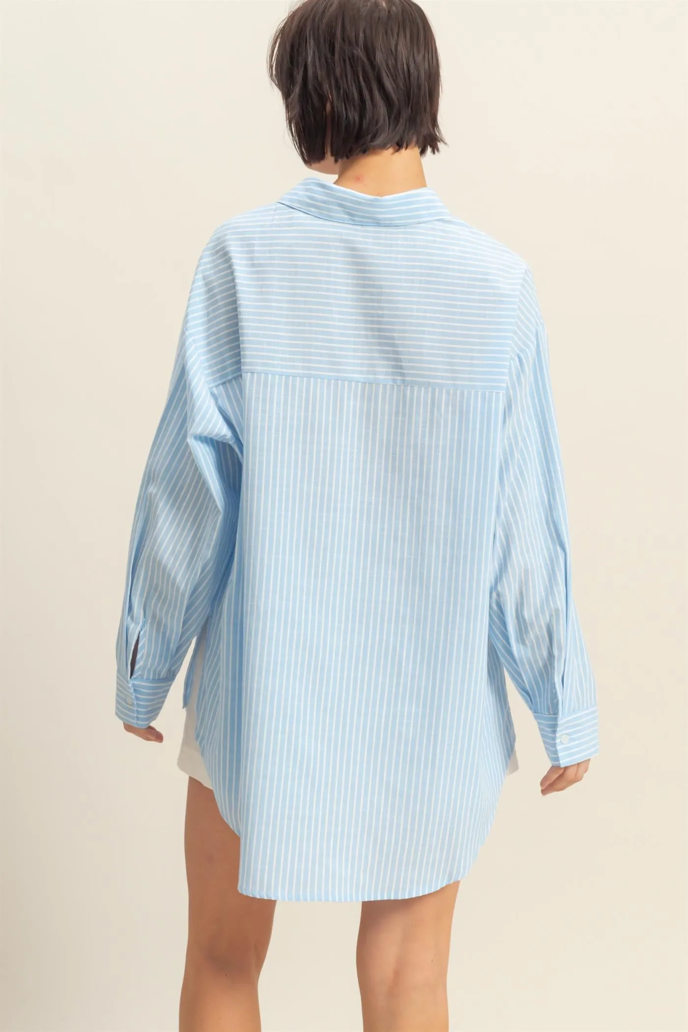 DZ25C749-Oversized Button Down Shirt