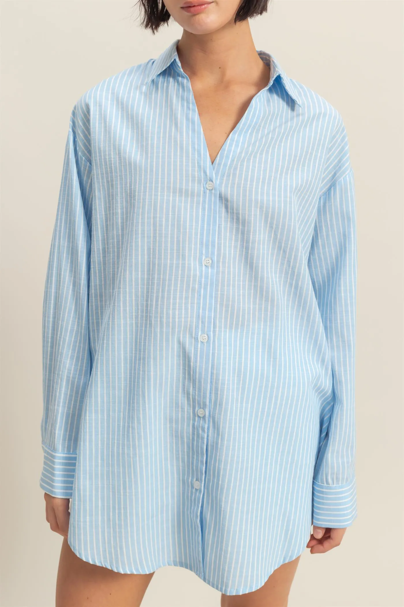 DZ25C749-Oversized Button Down Shirt