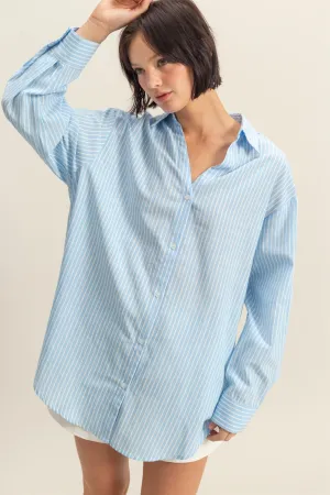 DZ25C749-Oversized Button Down Shirt