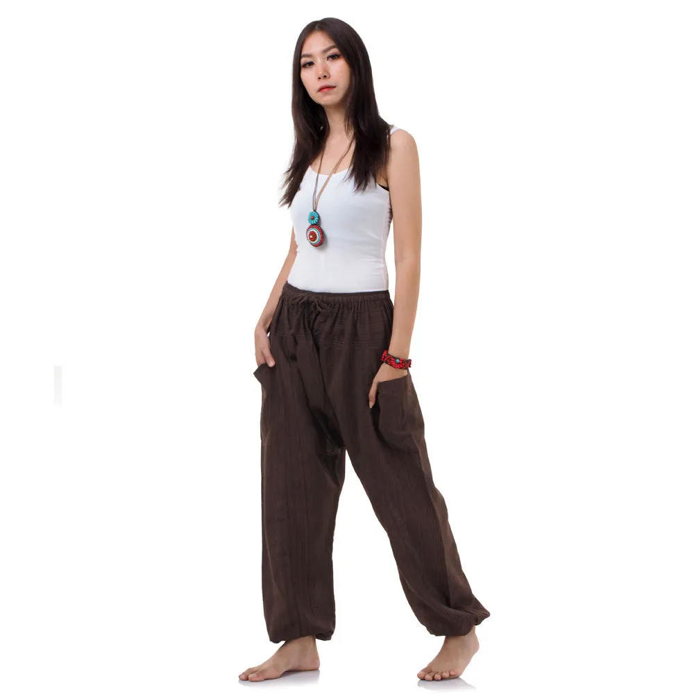 Earthy Brown Women's Pinstripe Harem Pants