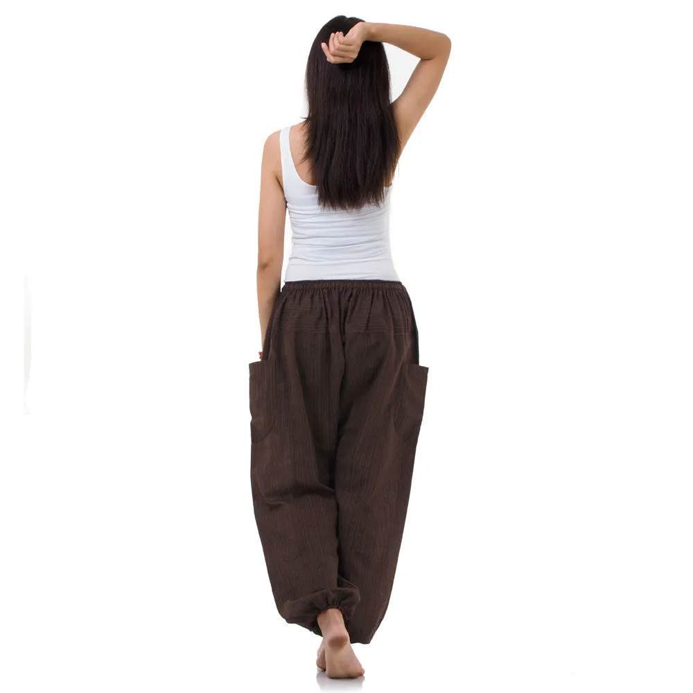 Earthy Brown Women's Pinstripe Harem Pants