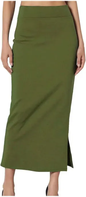 Elegant Wrap Fishtail Skirts for Women High Waisted Split Side Skirt Elastic A Line Midi Skirts Bodycon Office Skirt