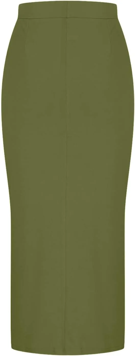 Elegant Wrap Fishtail Skirts for Women High Waisted Split Side Skirt Elastic A Line Midi Skirts Bodycon Office Skirt