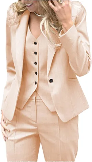 Fashion 3 Pieces Set Office Wedding Tuxedos Party Lady Blazer Business Suit Women Suits (Blazer Vest Pants)