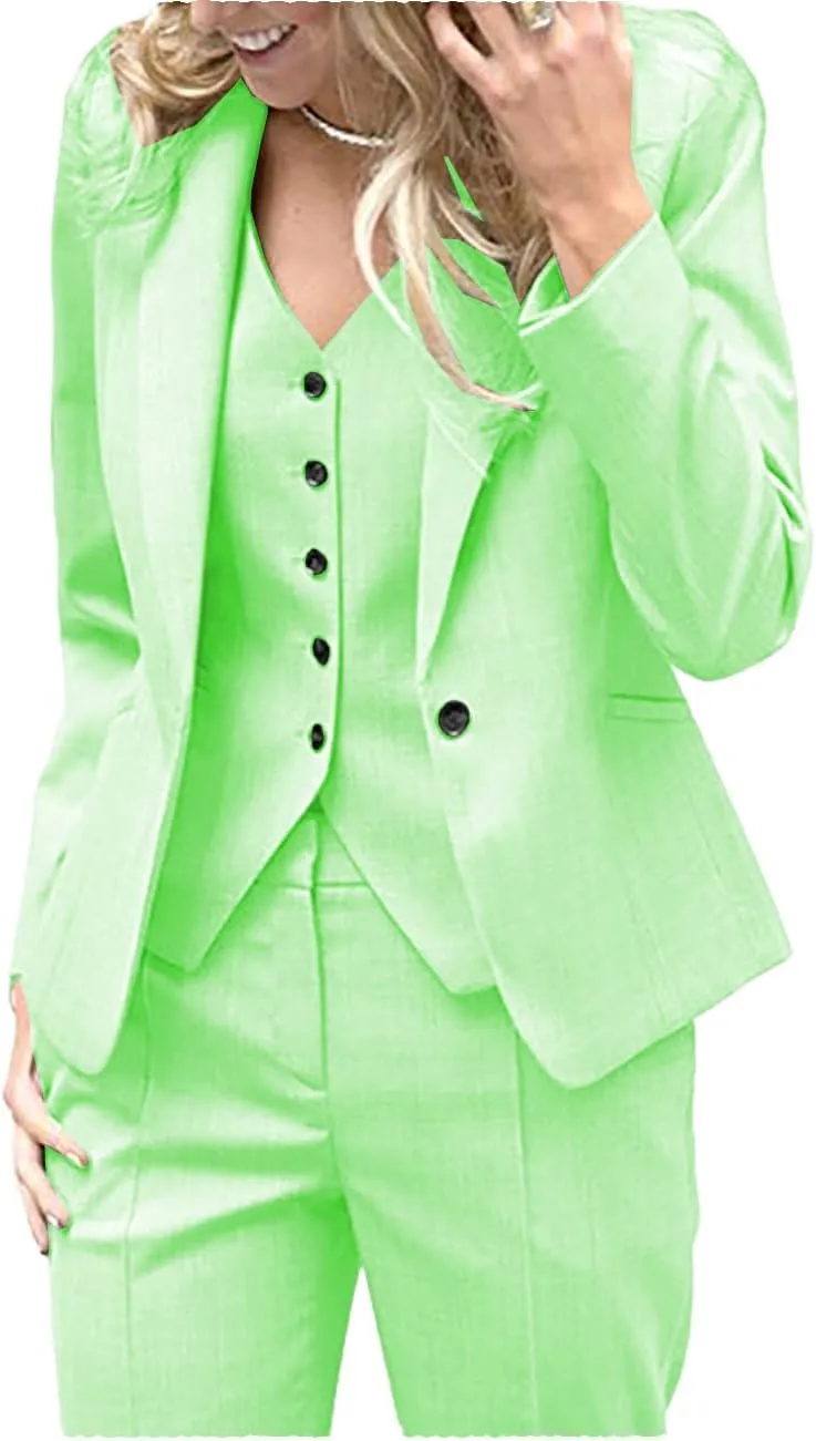 Fashion 3 Pieces Set Office Wedding Tuxedos Party Lady Blazer Business Suit Women Suits (Blazer Vest Pants)