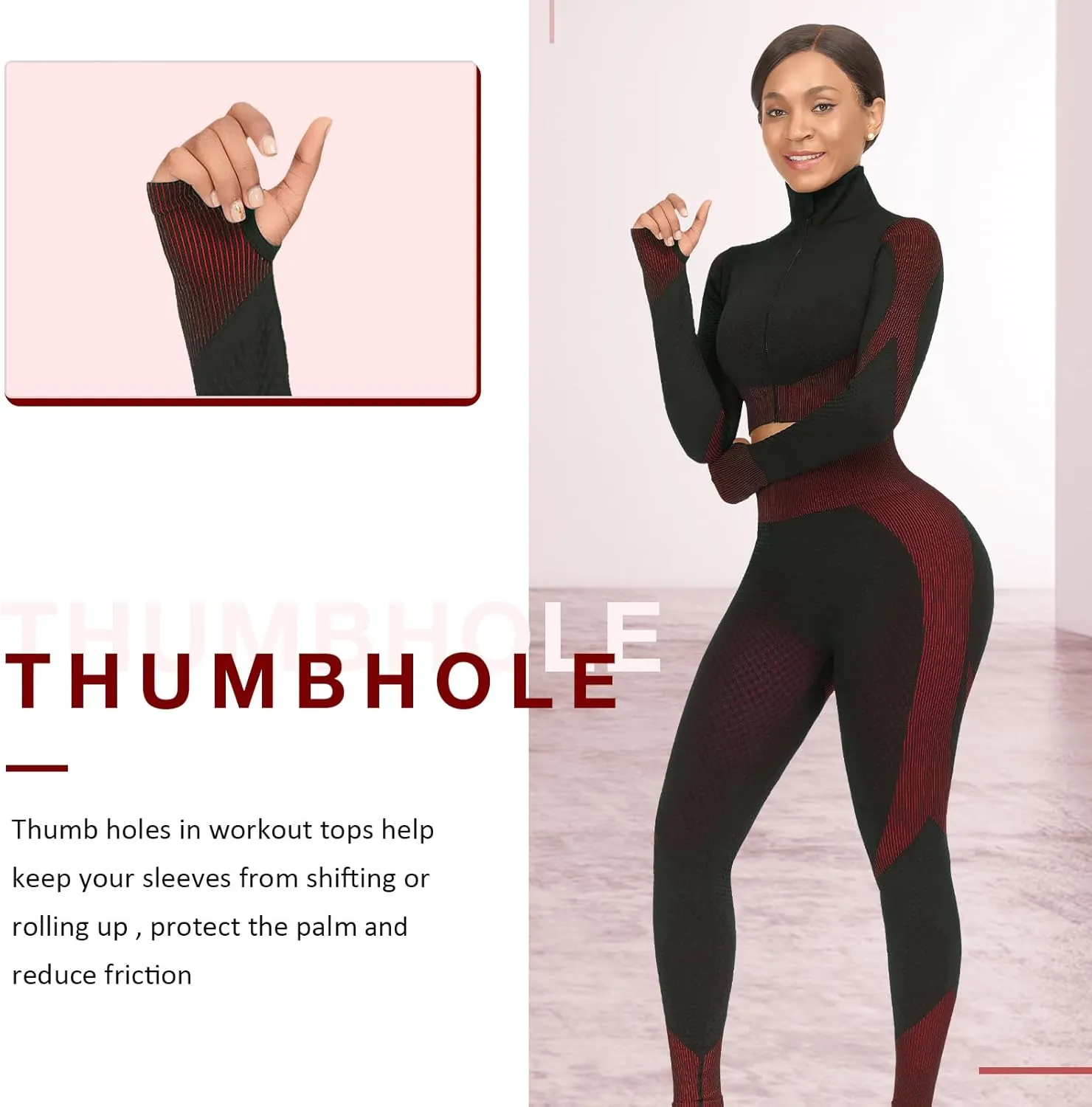 FeelinGirl Workout Sets for Women-2 Piece Seamless Yoga Outfit High Waist Leggings Crop Top Gym Sets