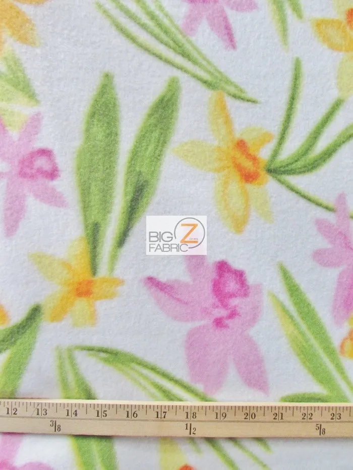 Fleece Printed Fabric Flower / Spring Floral Rosette / Sold By The Yard
