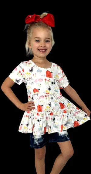 Fun at the Farm Girl's Boutique Denim Short Set