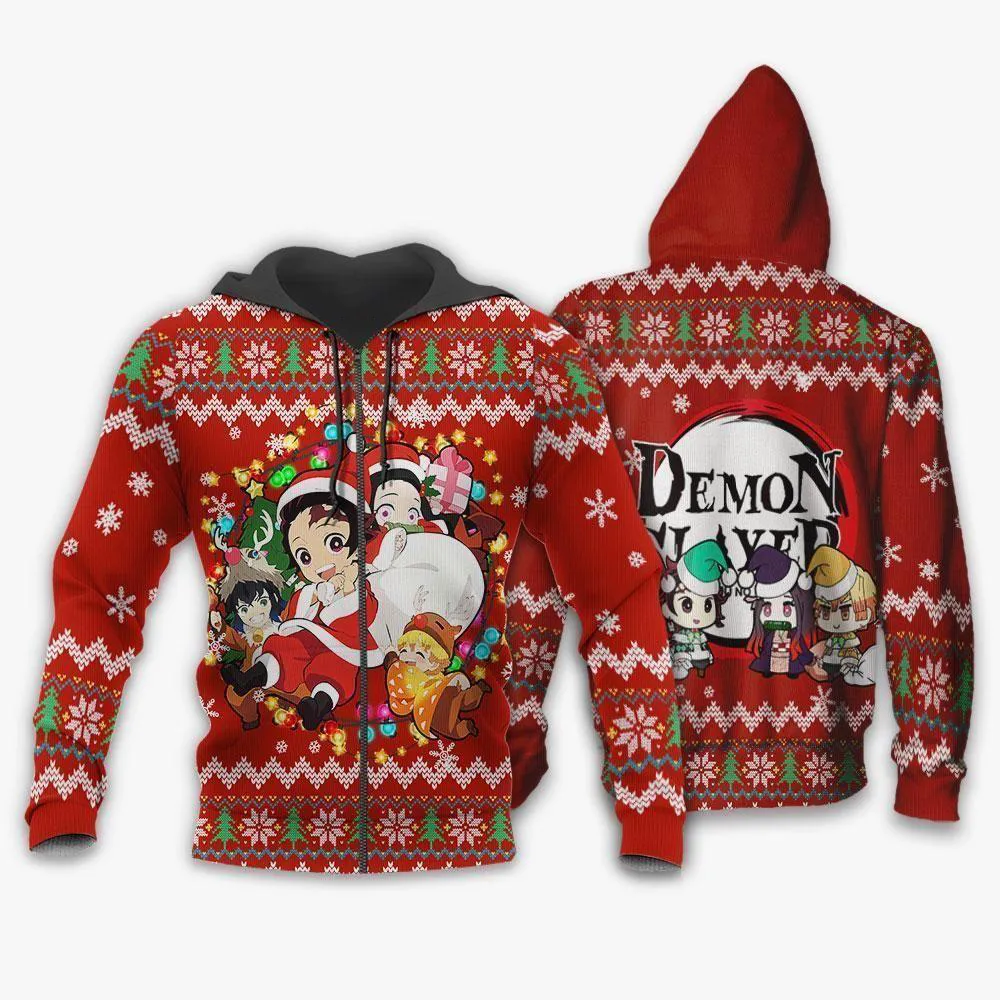 Giftngon - Demon Slayer Ugly Christmas Sweater Kimetsu No Yaiba Xmas Gift For Kids