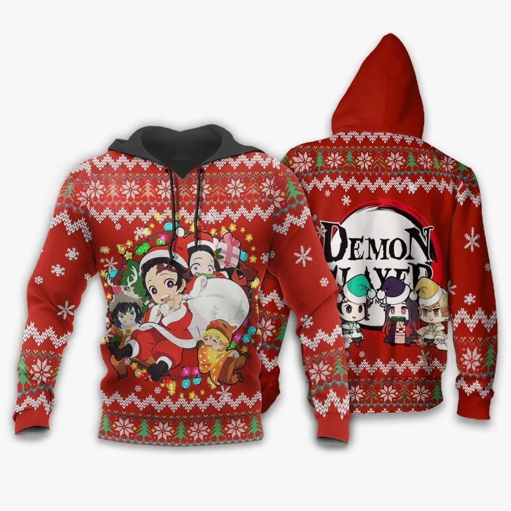 Giftngon - Demon Slayer Ugly Christmas Sweater Kimetsu No Yaiba Xmas Gift For Kids