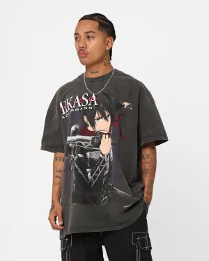 Goat Crew X Attack On Titan Mikasa Vintage Heavyweight T-Shirt Black Wash